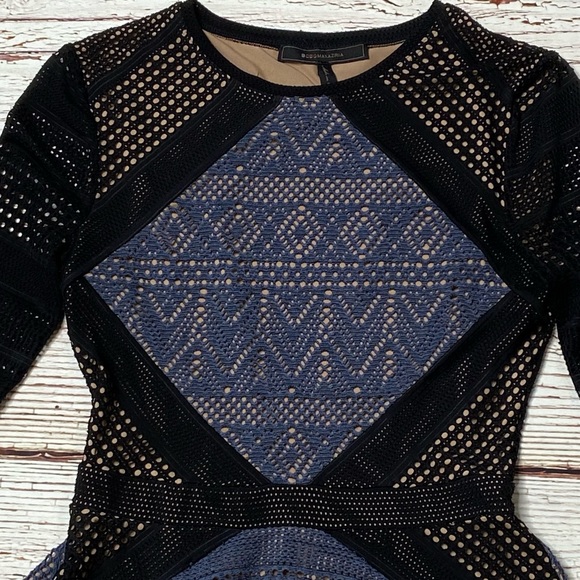 BCBGMAXAZRIA Maira Peplum Mesh Top in Stormy Blue Sz XXS - Picture 9 of 16